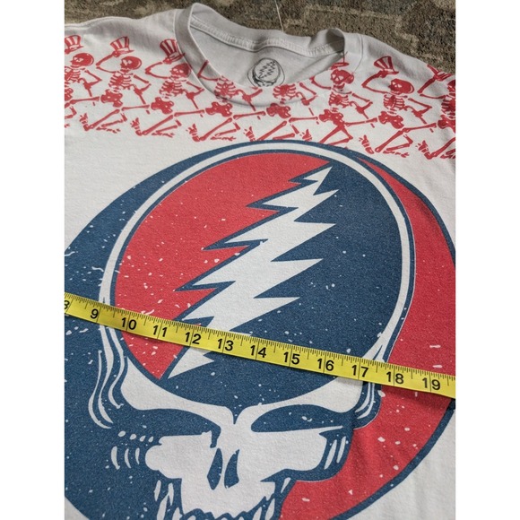 Grateful Dead XL T Shirt Skull Logo  White Red/White/Blue Classic Rock Band - Picture 4 of 7